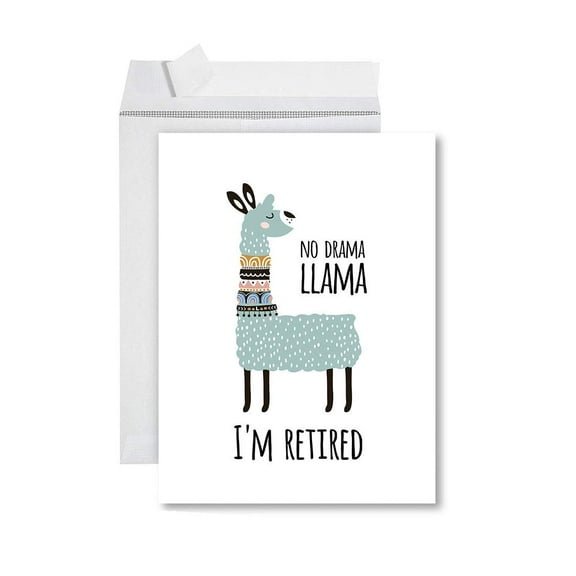 Koyal Wholesale Funny Jumbo Retirement Card With Envelope , Greeting Card, No Drama Llama I'm Retired