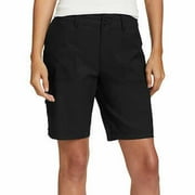 Eddie Bauer Women Stretch Rolled Hem Adjustable Length Bermuda Short, Black, 10