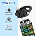 thumbnail image 3 of Ntswasd Botella De Agua Para Niños Con Pajita, Vasos Aislados Para Niños De 18 Oz Con Acero Inoxidable A Prueba De Fugas Para Deportes Escolares Y Viajes (Dinosaurio), 3 of 5