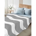 thumbnail image 4 of Grey Ripple King Size Flat Sheet, Wrinkleproof & Fadeproof Cooling Flat Bed Sheet Only, Simple Gray White Waves Aesthetics Breathable Soft Bedding Top Sheets 105 x 98 Inches, 4 of 8