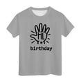 thumbnail image 1 of MEZZALL T-Shirt à Manches Courtes pour Fille d'Anniversaire, Col Rond, Coupe Décontractée, Basique, Gris, 8-9 Ans, 1 of 4