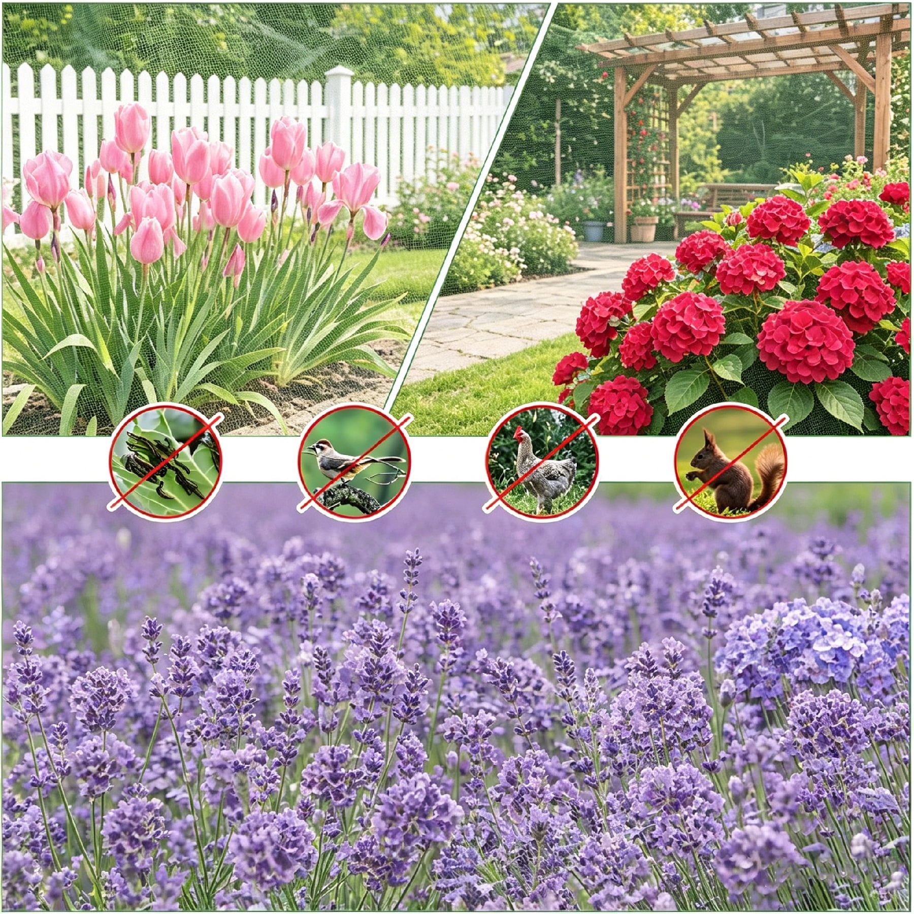 1 Pack 71×18×16 Inch Drawstring Garden Netting, Fine Mesh Bird Pest Barrier Plant Cover for Raised Beds Vegetables Fruits