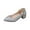 Silver, variant on Quaouag Women's Dress Mary Jane Shoes Low Block Heels Closed Pointed Toe Office Work Church Wedding Pumps
