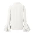thumbnail image 5 of Womens Button Down Shirt Long Sleeve Dress Shirts Solid Work Blouse with Ruffle and Tie Detail White L, 5 of 7