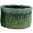 thumbnail image 3 of Foy Wide Planter Set of 2, Two Tone Green Ceramic, Round, Modern Style, 3 of 5