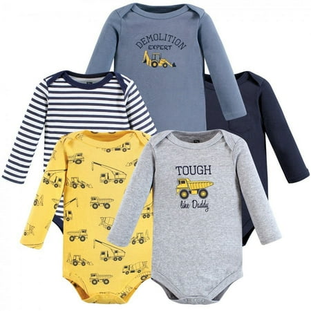 UPC: 0660168187106 | Hudson Baby Infant Boy Cotton Long-Sleeve Bodysuits Construction 0-3 Months