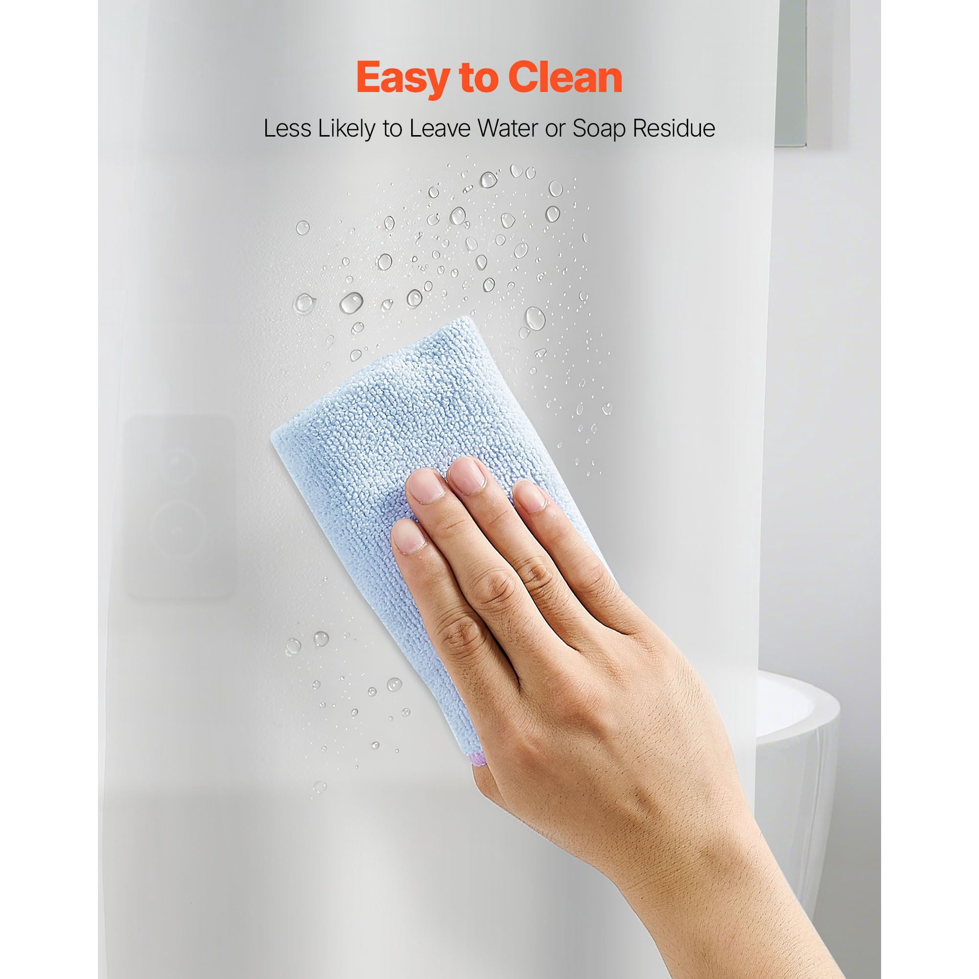 PEVA Shower Curtain Liner 8G Heavy Duty, Waterproof Quick Dry Weighted Hem, Clear Bathroom Shower Liner for Tub Shower Stall Water Repellent