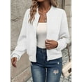 thumbnail image 5 of Womens Jacket Coat Casual Stand Collar Zip Up Fall Fashion Jackets Outfits with Pockets White 5XL, 5 of 7
