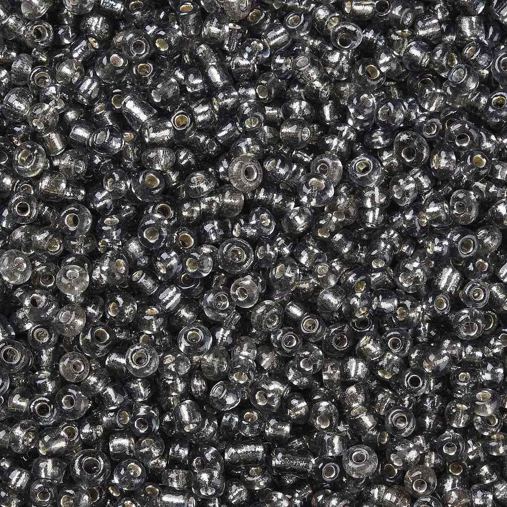 8/0 Glass Seed Beads Silver Lined Round Hole Round Light Grey 3mm Hole: 1mm about 10000 beads/pound
