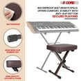 thumbnail image 6 of Keyboard Bench 3 Inch Padded Cushioned Piano Stool Height Adjustable Guitar Seat Heavy Duty Folding Portable Musician Chair W Nonslip Rubber Feet Brown - KBB BR HD, 6 of 8