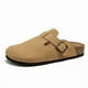 thumbnail image 1 of Zuecos Boston de piel de ante de vaca con suela antideslizante y hebilla ajustable para mujer, zapatillas tipo mules de corcho., 1 of 5