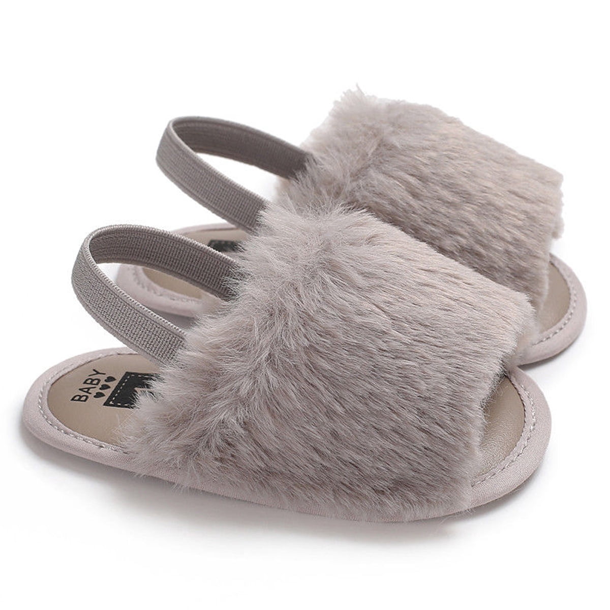 PDYLZWZY PDYLZWZY Toddler Baby Girls Cute Fluffy Fur Slippers Sandals