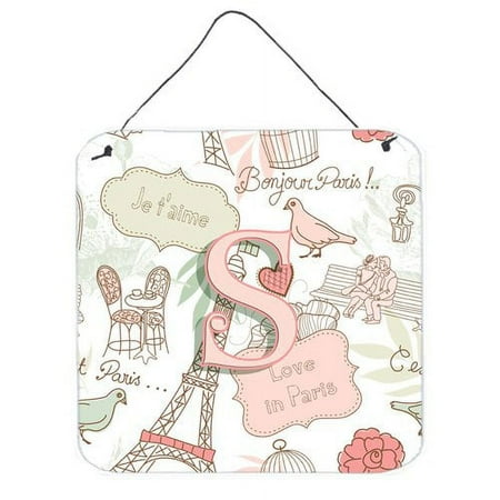 Monogram Letter Love in Paris Pink Wall or Door Hanging Prints