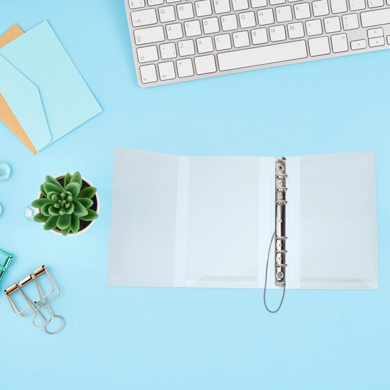 WRITWAA 3-Pack Transparent A6 Budget Planner Binder with Refillable Pockets for Meeting Organization and Expense Tracking