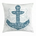thumbnail image 1 of Anchor Throw Pillow Cushion Cover, Doodle Style Maritime Motif with Swirls and Curls Motivational Quote Design, Decorative Square Accent Pillow Case, 18 X 18 Inches, Blue and White, by Ambesonne, 1 of 2