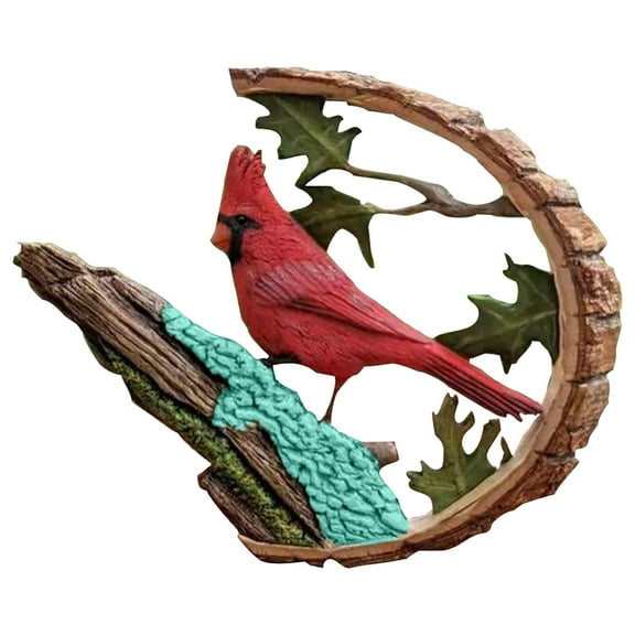 Handmade Small Wood Male Northern Cardinal Figurine for Home Decor, 5.7'' High Sweet Cardinal Birds Collectible Statue Carving Decoration