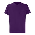 thumbnail image 4 of Prolriy Camisetas para hombre Primavera Verano Casual Cuello en V Sólido Manga Corta Camiseta Blusa Superior Camisas para hombre Rosa Fuerte S, 4 of 8