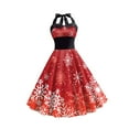 thumbnail image 2 of Vestido de Navidad para mujer Yuyangstore Estampado de copos de nieve Tirantes ajustables Poliéster, 2 of 8