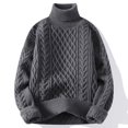 thumbnail image 1 of Chandails Décontractés à Manches Longues pour Hommes Automne Hiver Chauds en Tricot Chandail pour Hommes Col Roulé de Haute Qualité Chandails Couleur Unie 3TG-M, 1 of 5