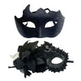 thumbnail image 4 of 2Pcs Half Costume Mardi Gras Stage Show Couple Masquerade Set Black, 4 of 9