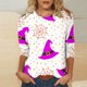 thumbnail image 1 of Fiudx Camisetas para Mujer Camiseta Estampada de Halloween a La Moda para Mujer, Blusa de Mangas 3/4, Tops Informales con Cuello Redondo, 1 of 5