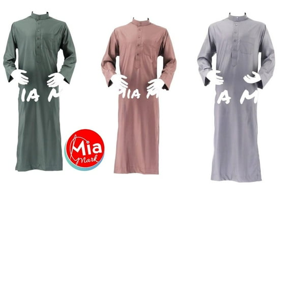 MEN ISLAMIC MUSLIM THOBE  AL FIRDOUS BRAND WITH COLLARBLACK  COLOR SIZE 52