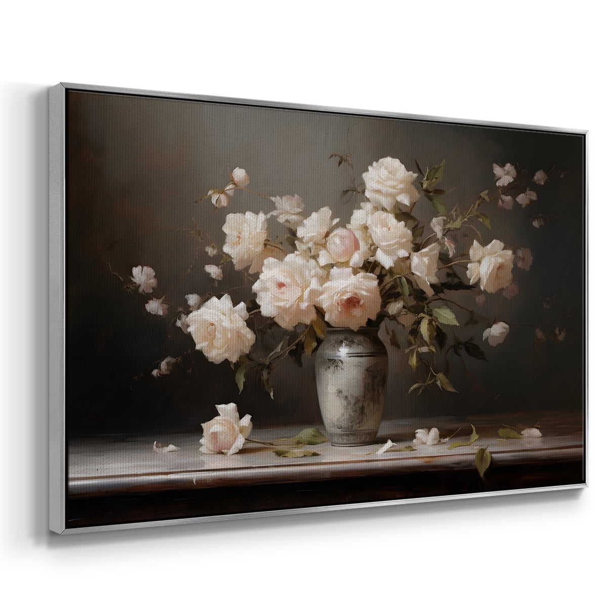 Vintage Botanical Print-LXII By Wexford Home Framed in Silver Wood Gallery Wrapped Canvas 27 in. x 41 in.