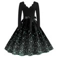 thumbnail image 3 of Vestidos de Lino Para Mujer Vestido Para Mujer Moda Manga Larga Cuello En V Fiesta de Noche de Navidad Fiesta de Graduación Vestido de Playa, 3 of 3