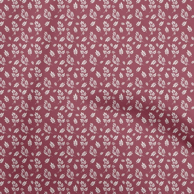 oneOone Polyester Spandex Dark Magenta Fabric Leaves Craft Projects Decor Fabric Printed By The Yard 56 Inch Wide