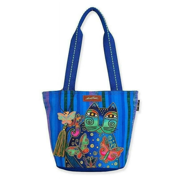 Laurel Burch Medium Tote Zipper Top 13"X4"X10"-Gatito Azul 651462238366