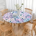thumbnail image 3 of 44in Round Tablecloth with Elastic Edge, Waterproof Fitted Table Cover for 36-44" Tables, Boho Theme Polyester Reusable Table Cloths Wipe Clean for Picnic, Dining, Outdoor Use and Party Decor, 3 of 7