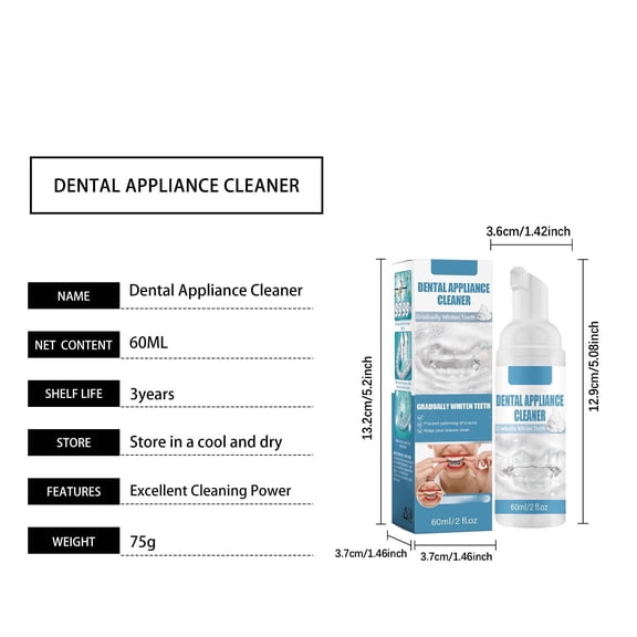 Kieccall Denture and Retainer Foam Cleaner Mouth Guard Cleaning Odor Free Formula Gift