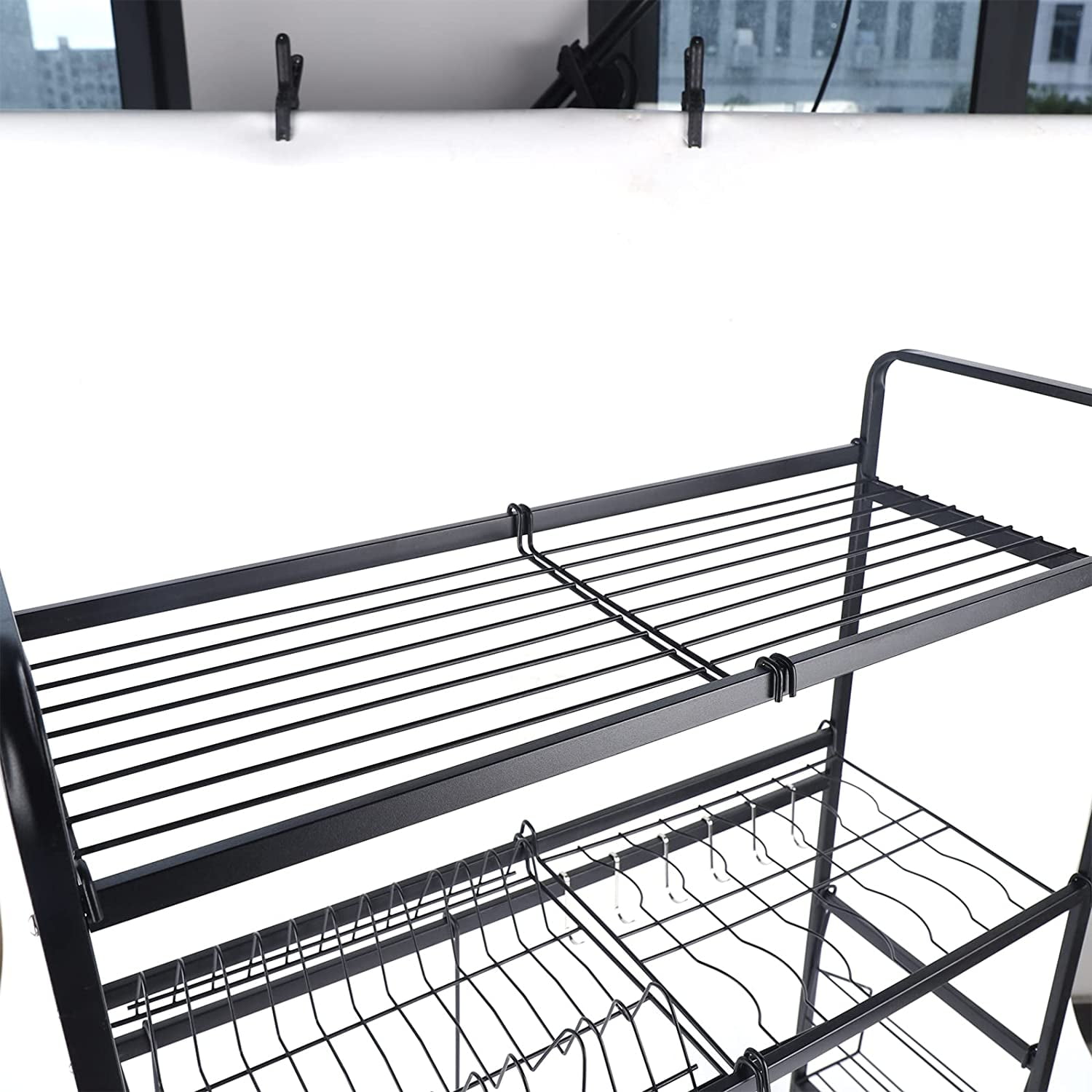 FETCOI Drying Dish Racks for Kitchen Counter,Two-Tier Sink Drying Rack,Stainless Steel Compact Dish Drainer for Kitchen Counter