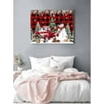 thumbnail image 3 of Christmas Truck Snowman Canvas Print Wall Art Xmas Ball Snowflakes Red Plaid Pictures Painting Morden Artwork for Living Room Bedroom, Ready to Hang - 12"x16", 3 of 6