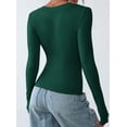 thumbnail image 4 of Remera PRETTYGARDEN Ajustada Cuello en V Manga Larga Verde Oscuro Talle S, 4 of 8