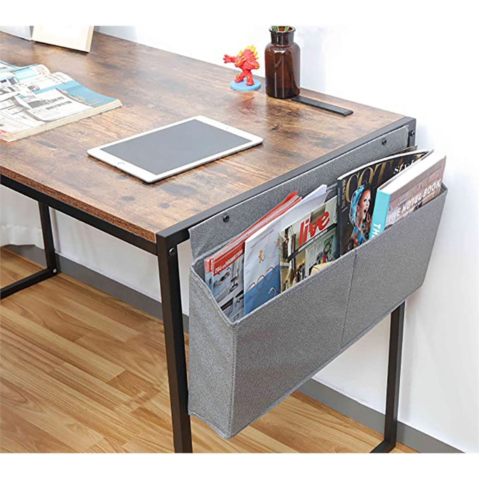 JJS Small Computer Desk Simple Style Writing Desk for Small Spaces 40 Inch Home Office Modern Student Study Laptop Writing Table with Storage Bag USB Hub, Rustic Brown/Black…