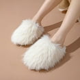thumbnail image 5 of Xfvqtps Fluffy Slippers for Women Winter Warm Slip on Solid Color Furry Cozy Indoor and Outdoor Plush Shoes Beige, 5 of 7