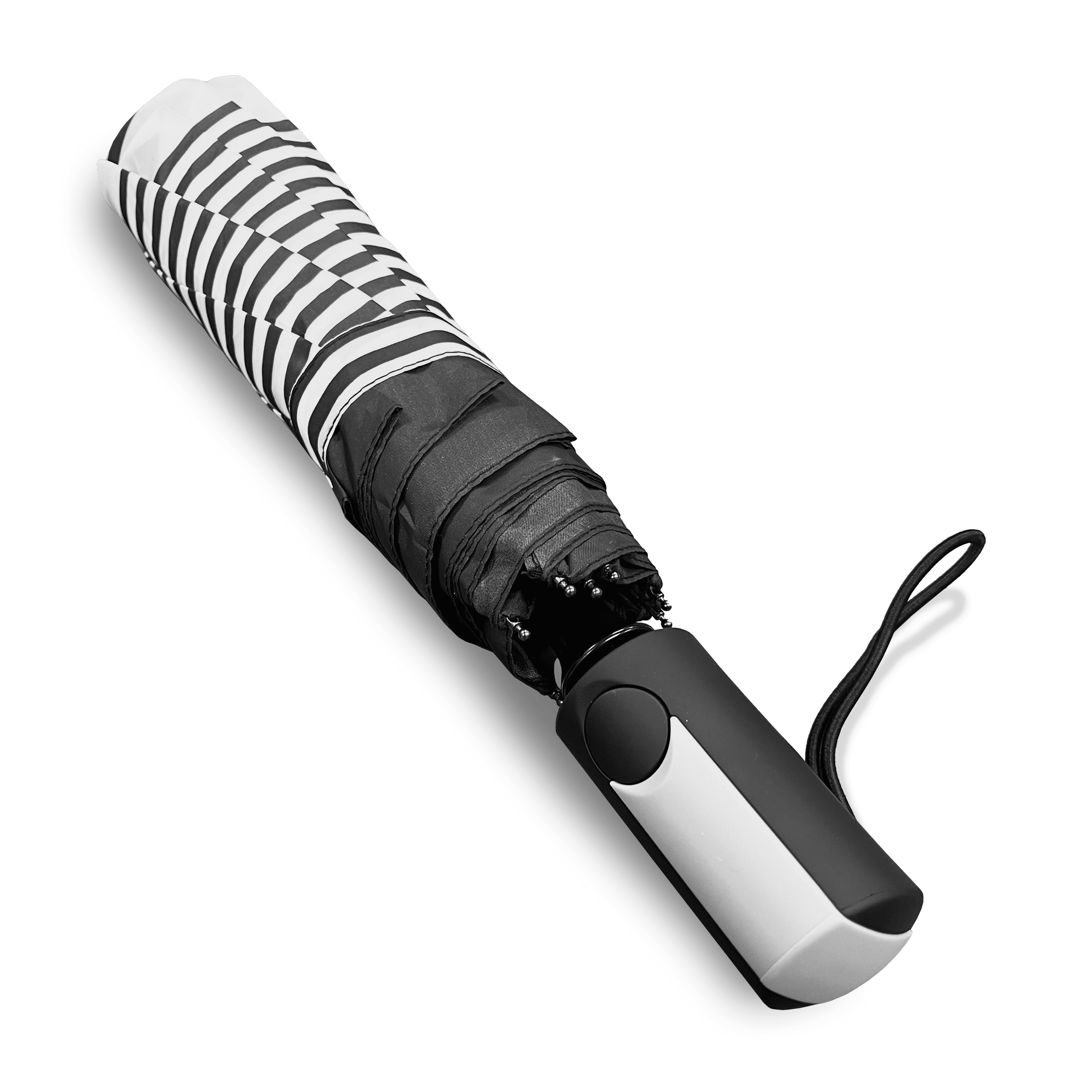 Weather Station Oversize Deluxe Automatic Rain Umbrella Black and White Stripe