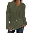 thumbnail image 3 of VEKDONE Womens Trendy Hoodies Lace Patchwork Hollow Out Textured Hooded Sweatshirt Casual Drawstring Pullover, 3 of 7