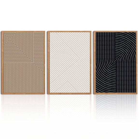 Boho Wall Art Large Neutral Wall Decor Abstract Line Painting for Living Room Bedroom Office 16x24 Inch Set of 3