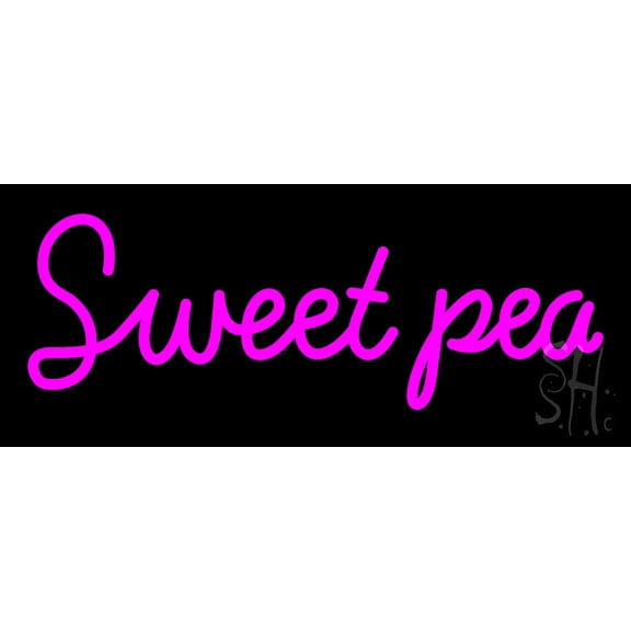 Sweet Pea LED Neon Sign 10 x 24 - inches, Black Square Cut Acrylic Backing, with Dimmer - Bright and Premium built indoor LED Neon Sign for Defence Force.