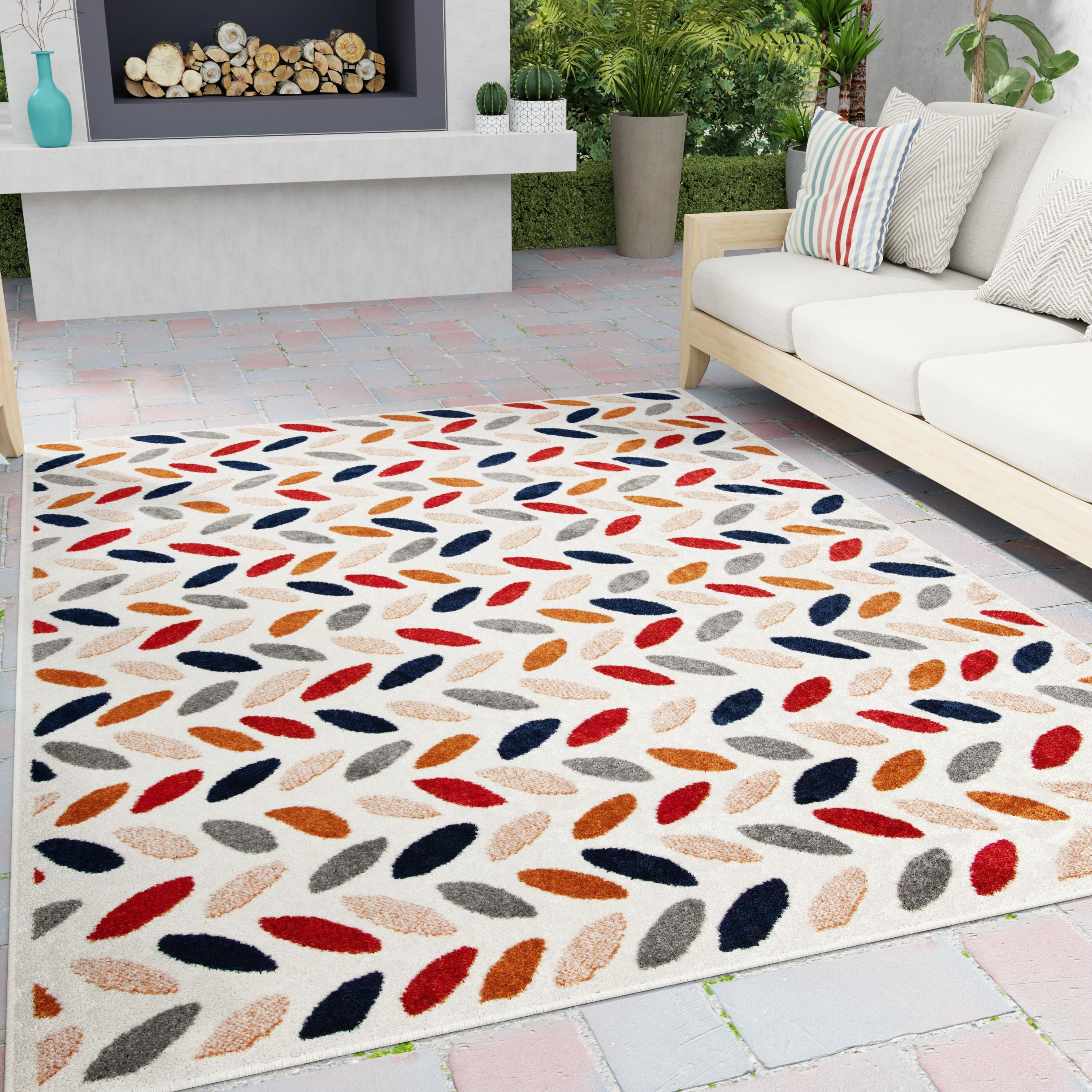 Loomaknoti Terrace Tropic Trenity 2' x 3' Floral Indoor/Outdoor Runner Rug , Pink/White