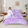 thumbnail image 4 of Manfei Purple Bow Butterfly 2pcs Bedding Comforter Set for Children Kids Teens,Letter Monogrammed Initial M Twin Comforter Sets,Bling Glitter Breathable Bedding Set,Graffiti Splash Home Decor, 4 of 8