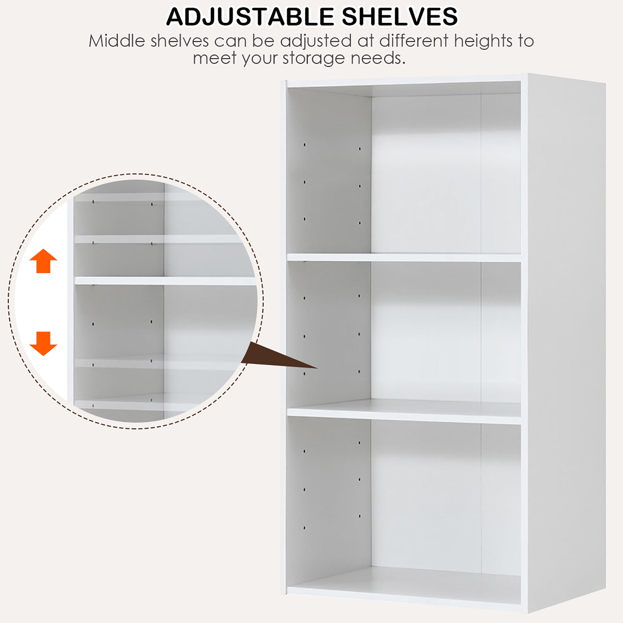 Gymax 2 PCS 3 Tier Open Shelf Bookcase Multi-functional Storage Display Cabinet White
