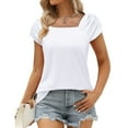 thumbnail image 2 of Ruimatai Women's Square Neck Puff Sleeve Blouse Summer Casual Solid Color Short Sleeve T-Shirt Tops, 2 of 8