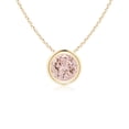 thumbnail image 1 of Angara Collier en Morganite Naturel - Pendentif Solitaire Rond en Morganite avec Lunette en Or Jaune 14K pour Femmes, 1 of 8