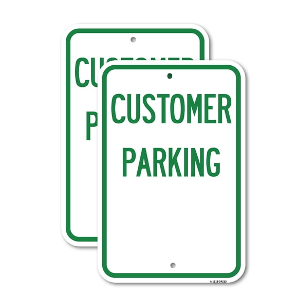 (2 Pack) Customer Parking (Green | 12" X 18" Heavy-Gauge Aluminum Sign | Rust Free Aluminum, Weather Resistant, Waterproof, Fade Resistant, 2 Pre-drilled Holes