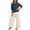 Blue, variant on Womens 2 Piece Linen Suits 2026 Summer Plus Size 3/4 Sleeve Embroidered Tops Wide Leg Pants Casual Boho Beach Cute Outfits