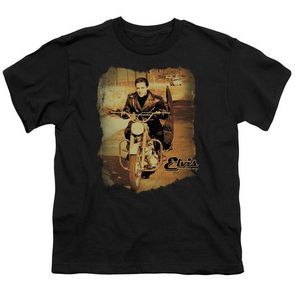Trevco ELV534-YT-2 Elvis Presley & Hit the Road Youth 18-1 Short Sleeve T-Shirt, Black - Medium