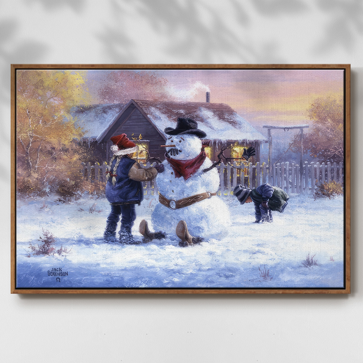 Gonna Be in Trouble - Framed Gallery Wrapped Holiday Canvas - 17 x 25 - Rosewood Frame